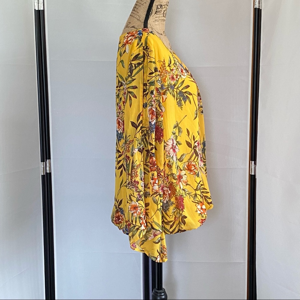 ALYX Yellow Floral Print Woven Blouse Sz XL - Picture 4 of 15